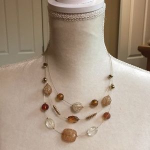 Avenue beaded necklace, golds & Browns